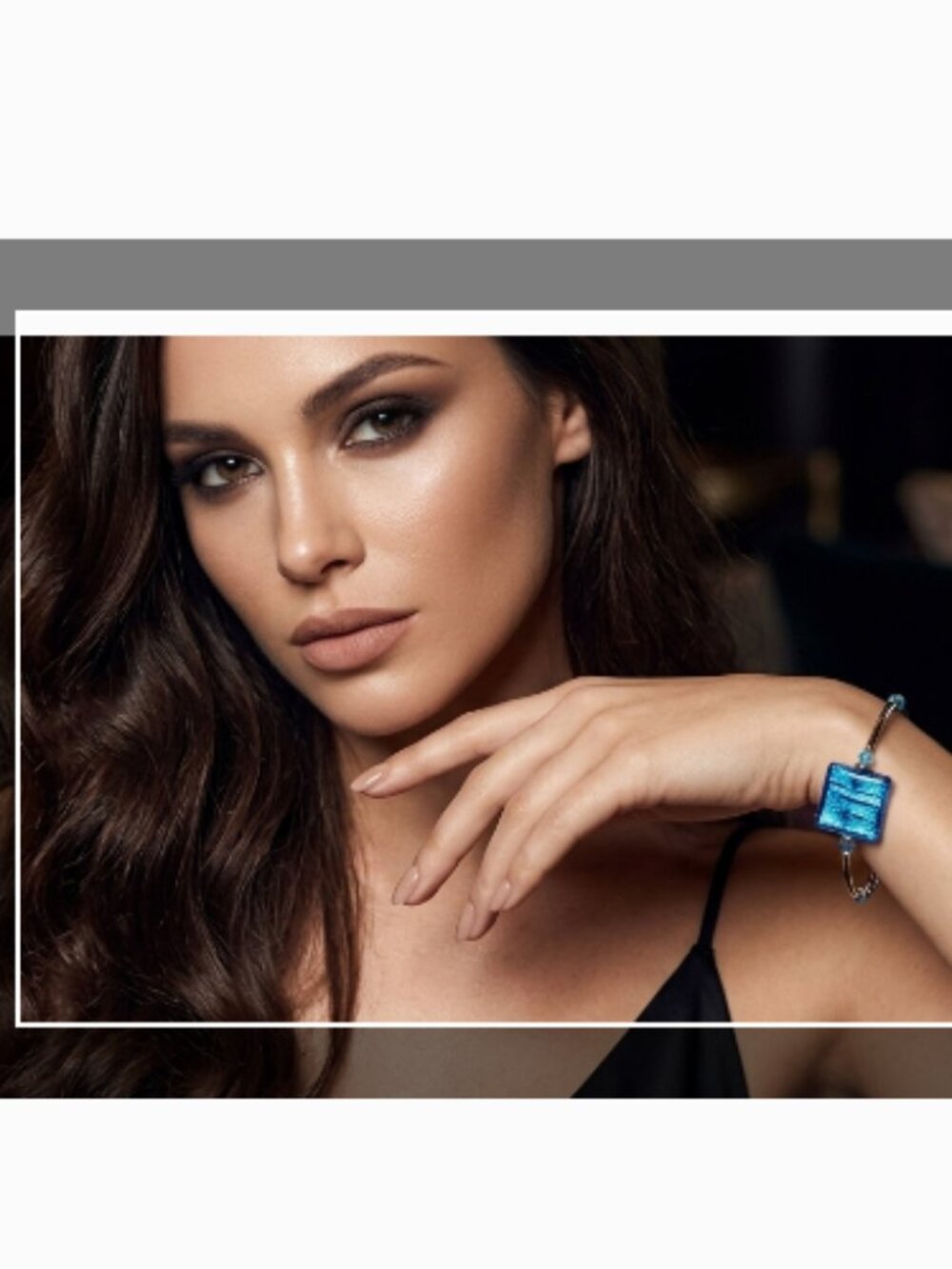 Murano Style Blue Glass Square Bracelt - Picture 3 of 5